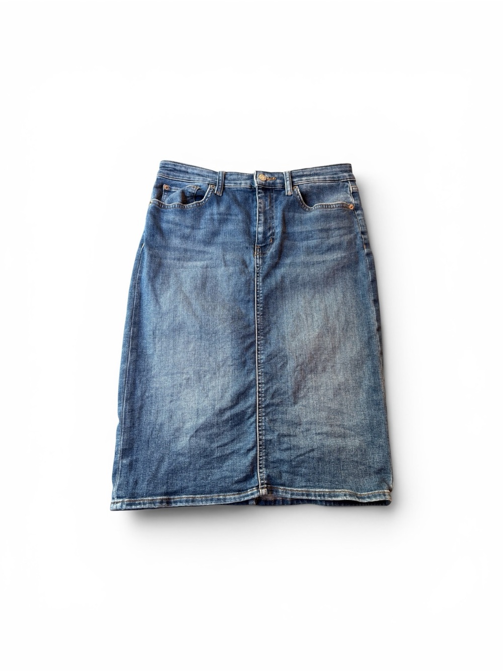 Ralph Lauren Washed Denim Midi Skirt